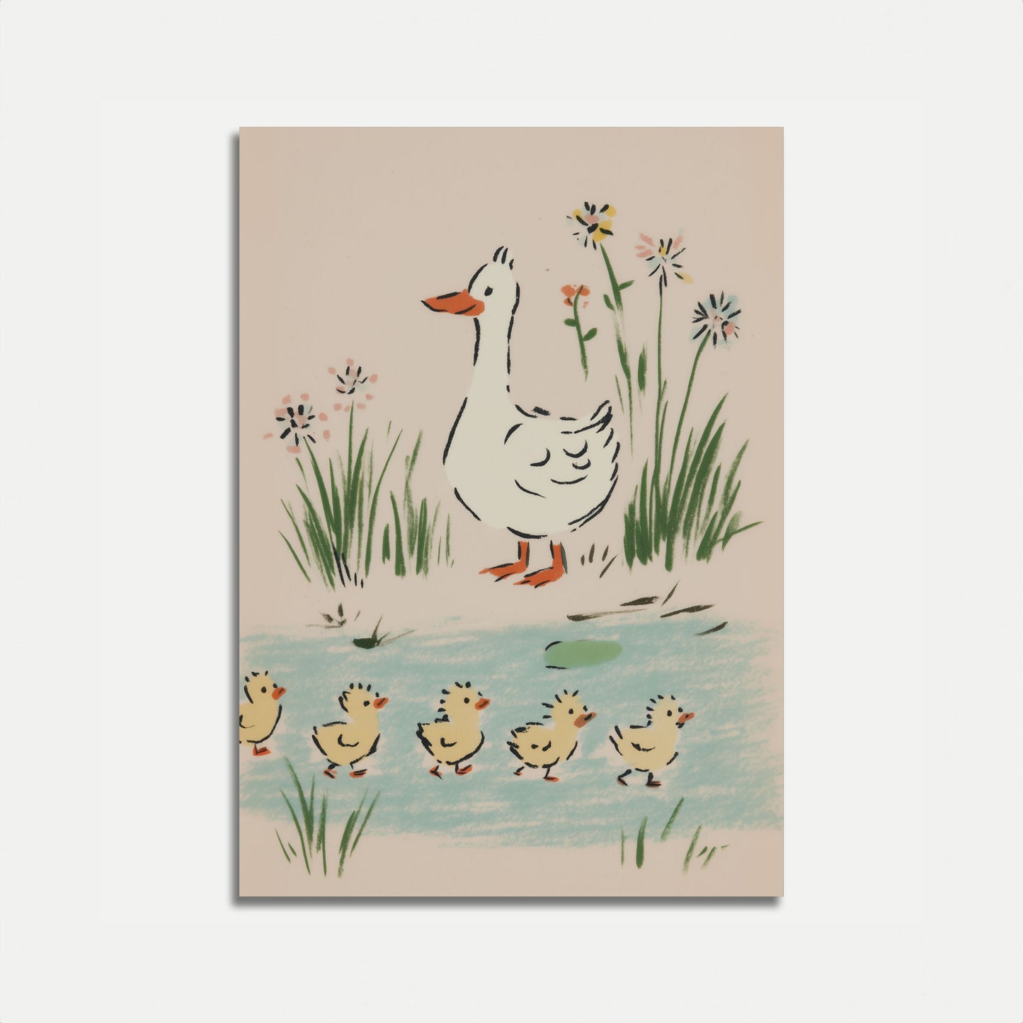 Duck Mother with Ducklings Poster