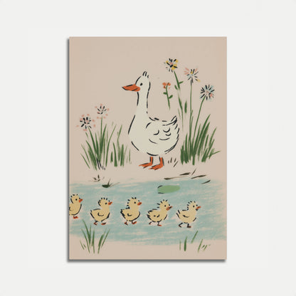 Duck Mother with Ducklings Poster