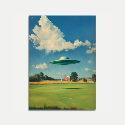 Póster de encuentro con ovnis en una granja