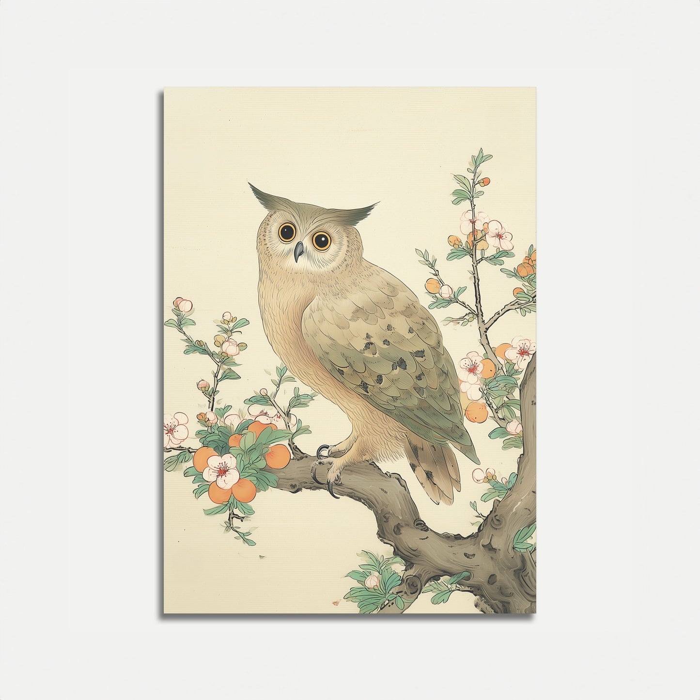 Vintage Owl Botanical Poster