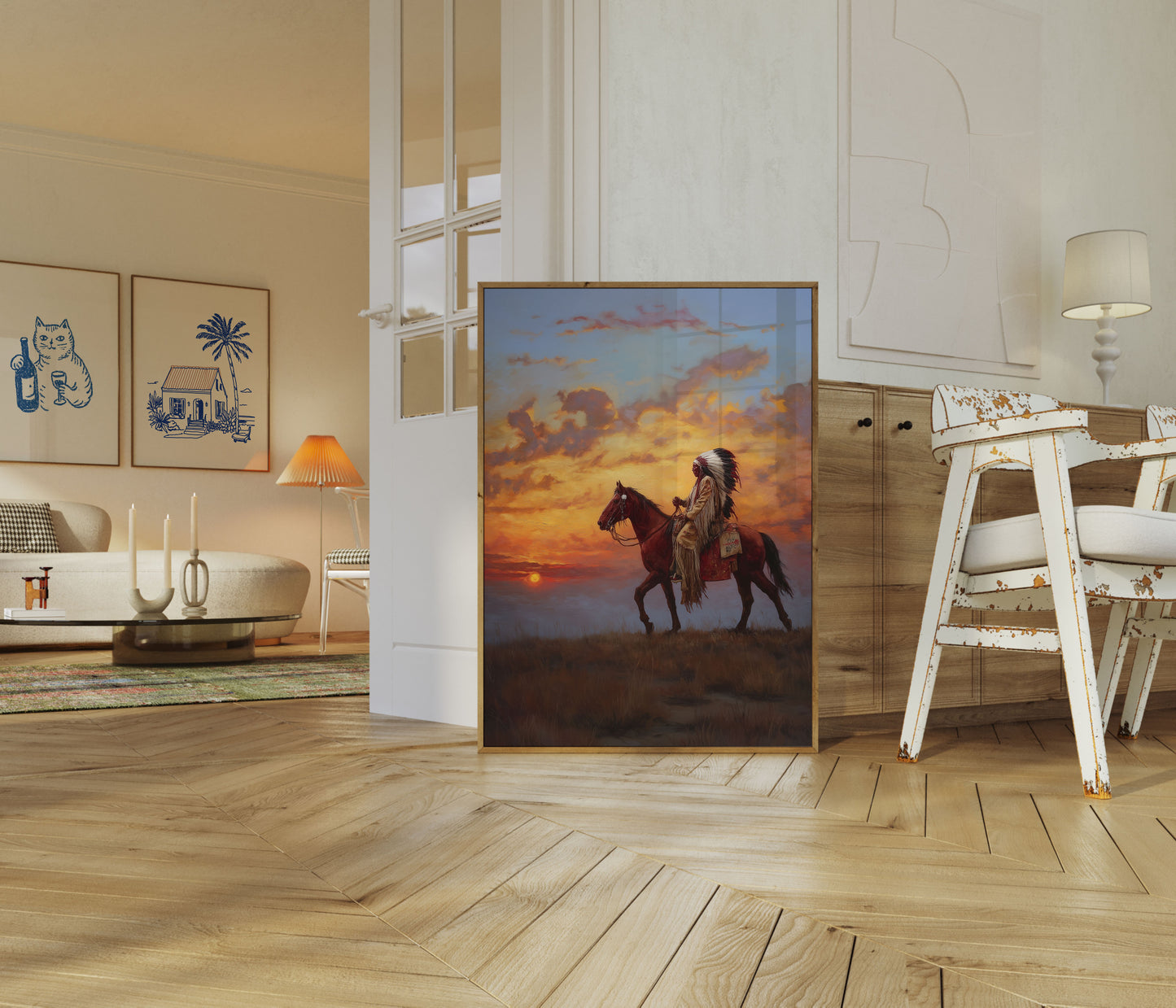 Sunset Rider Native American Poster