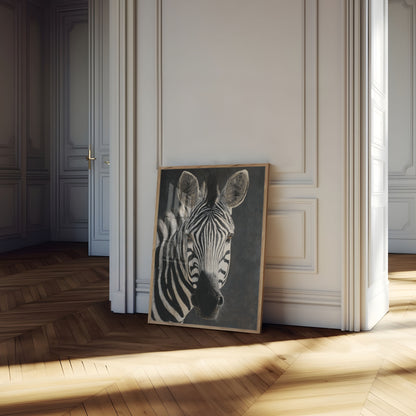 Zebra Black and White Portrait Poster