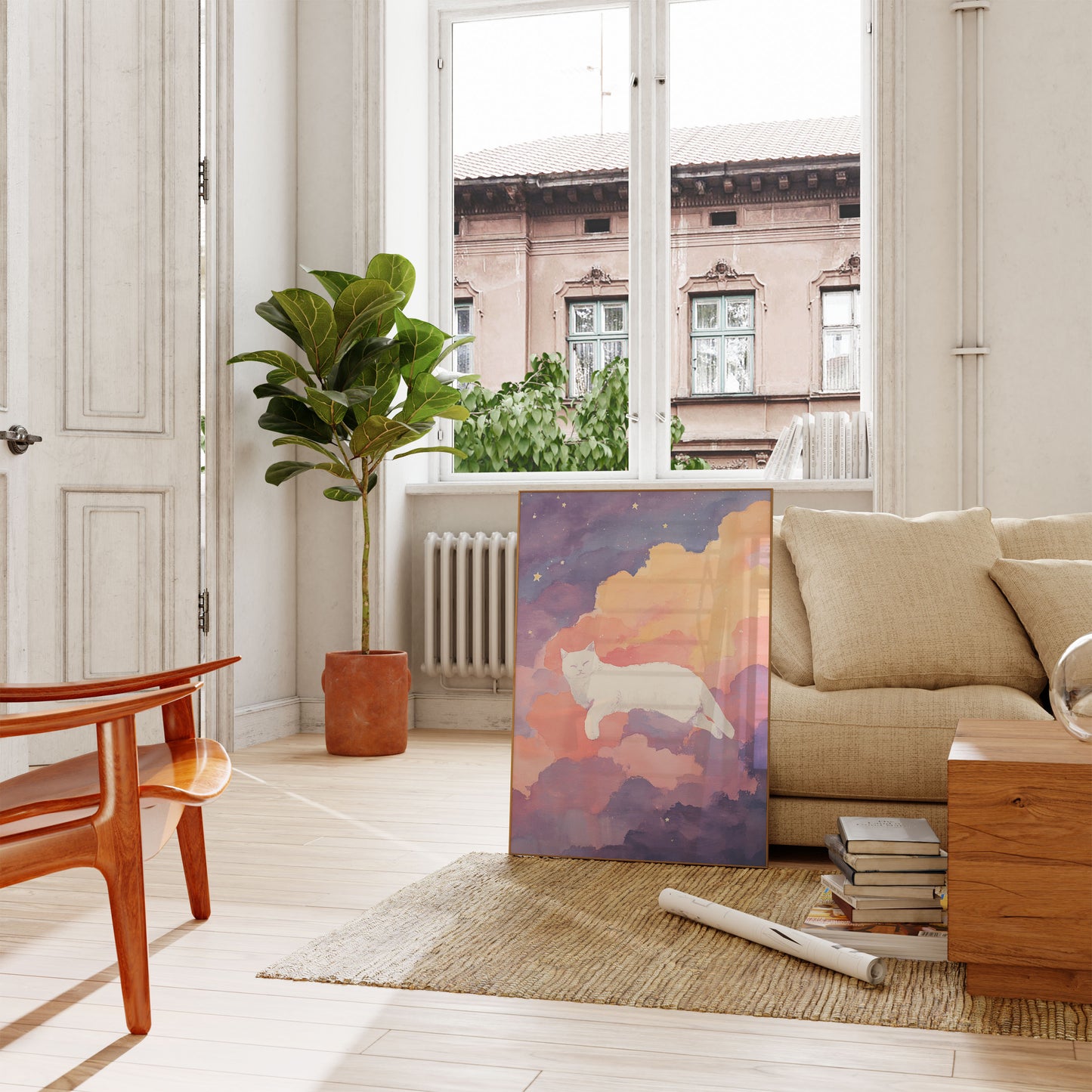 Sleeping Cat in Clouds Poster