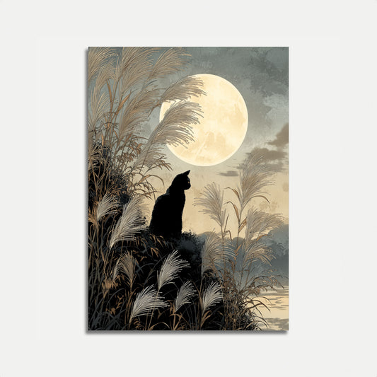 Kat die naar volle maan staart poster