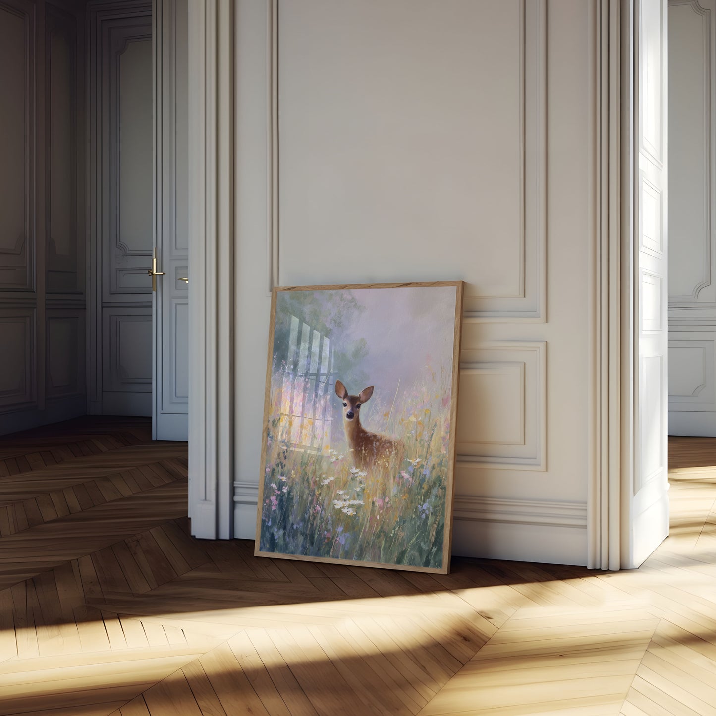 Deer in Wildflower Meadow Poster