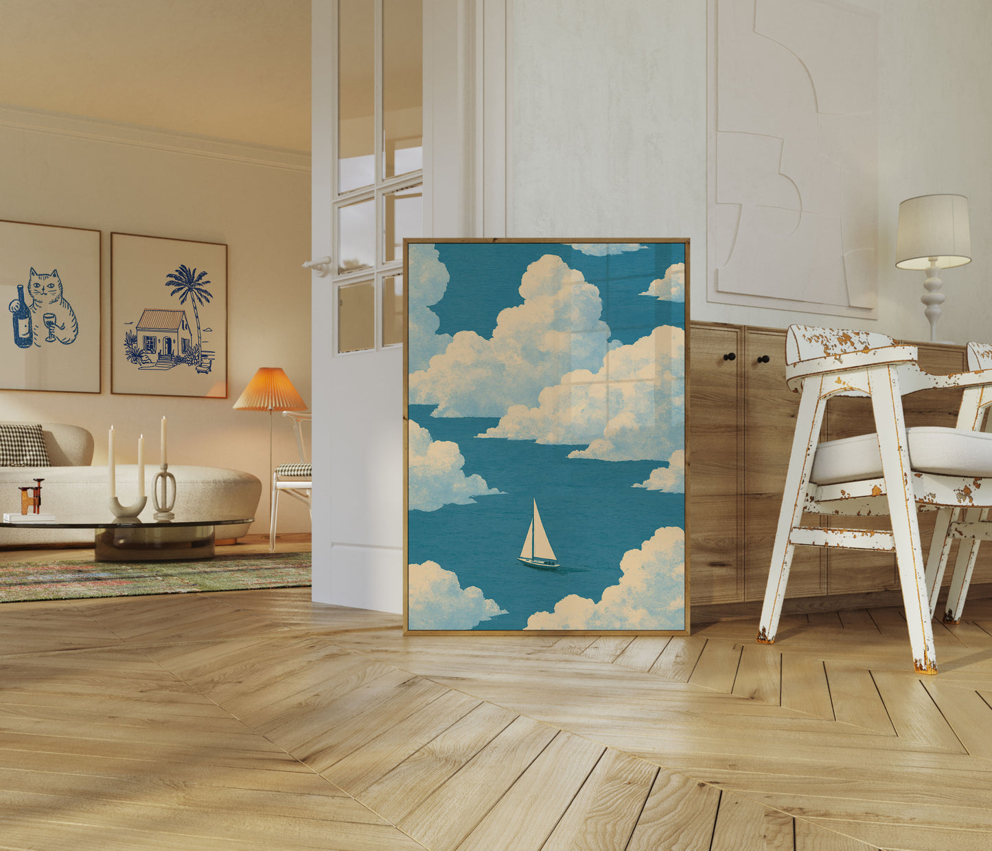 Póster de Velero entre Nubes Esponjosas