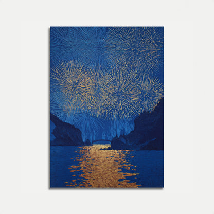 Póster de Fuegos Artificiales sobre el Lago de Montaña
