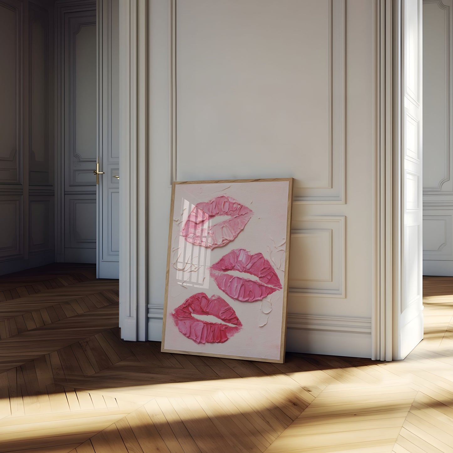 Pink Lips Textured Art Poster