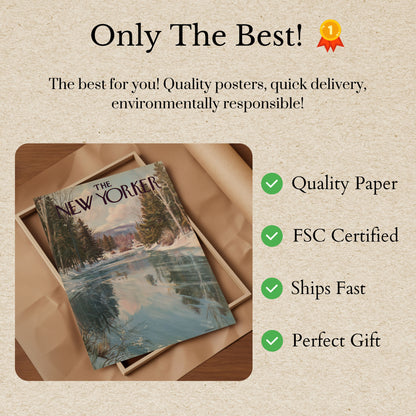 Serene Winter River New Yorker Poster