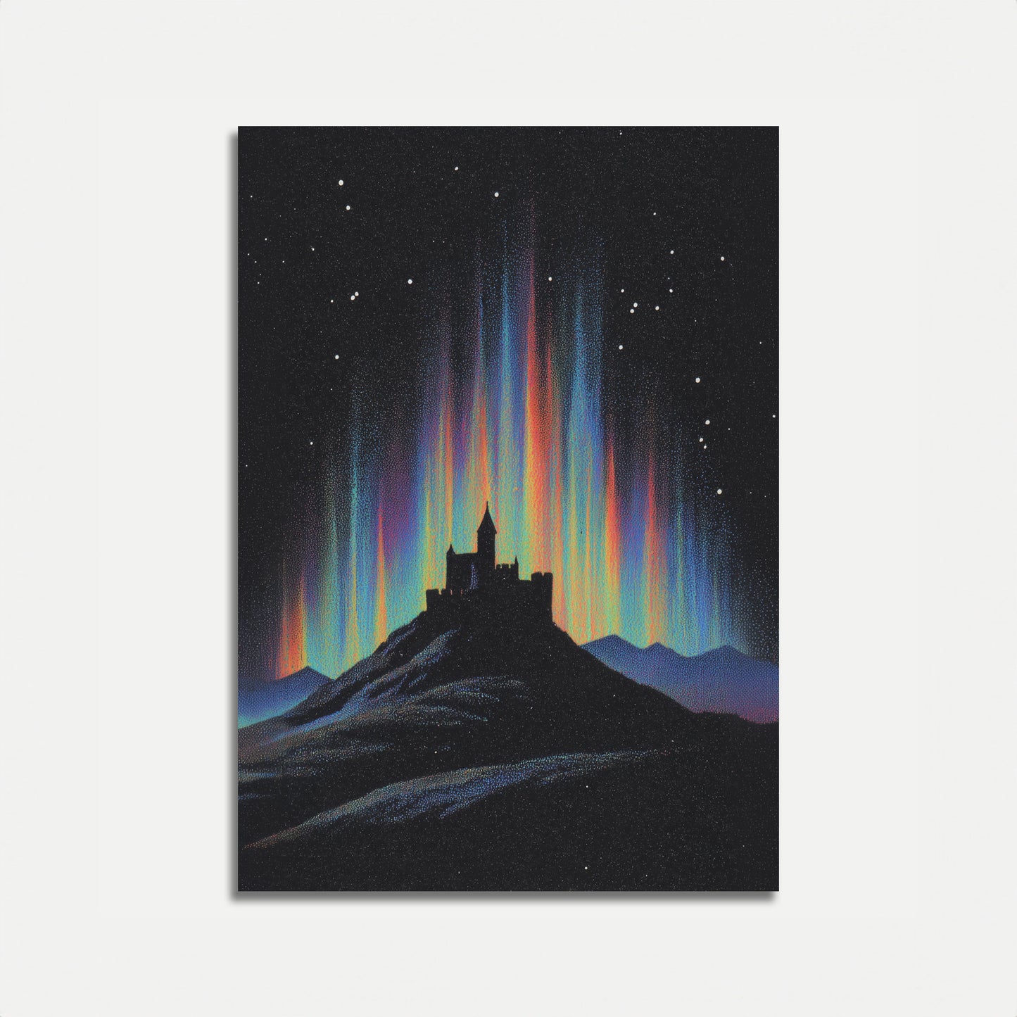 Aurora Castle Night Sky Poster