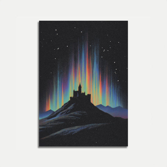 Aurora Castle Night Sky Poster