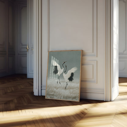 Dansende Kranen in Winter Poster