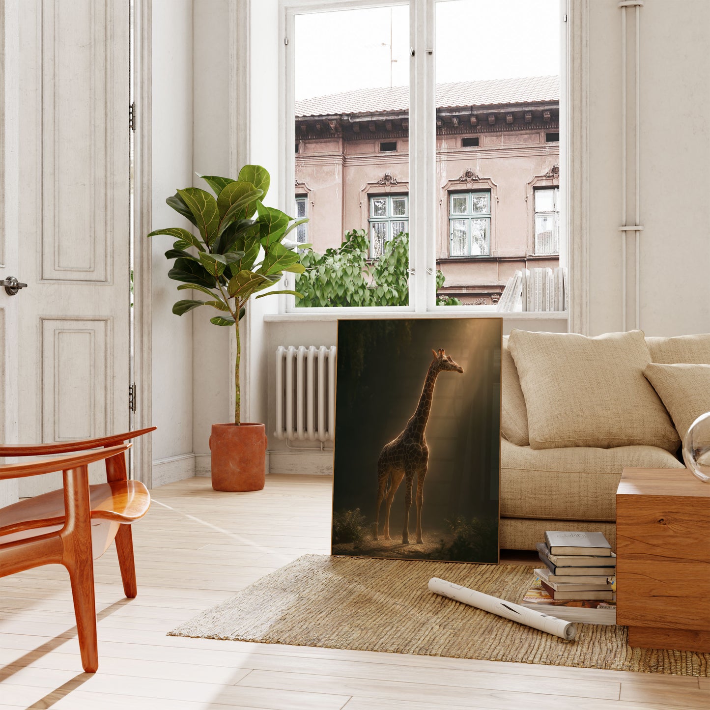 Majestic Giraffe Forest Light Poster