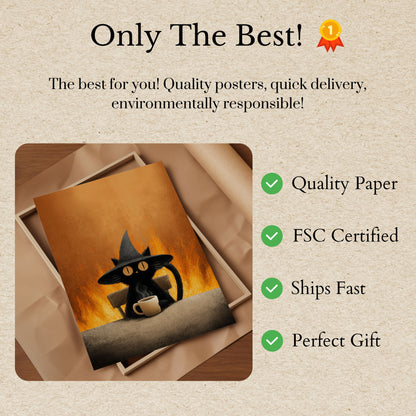Witch Cat Coffee Chaos Poster
