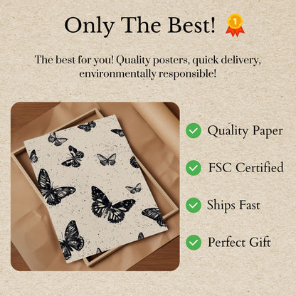 Black Monarch Butterfly Poster