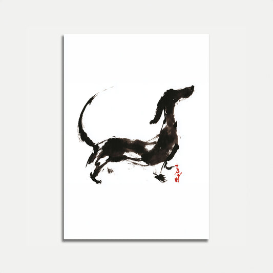 Playful Dog Ink Sketch Poster
