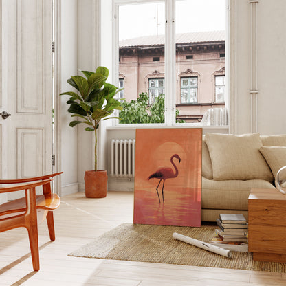 Flamingo Zonsondergang Reflectie Poster