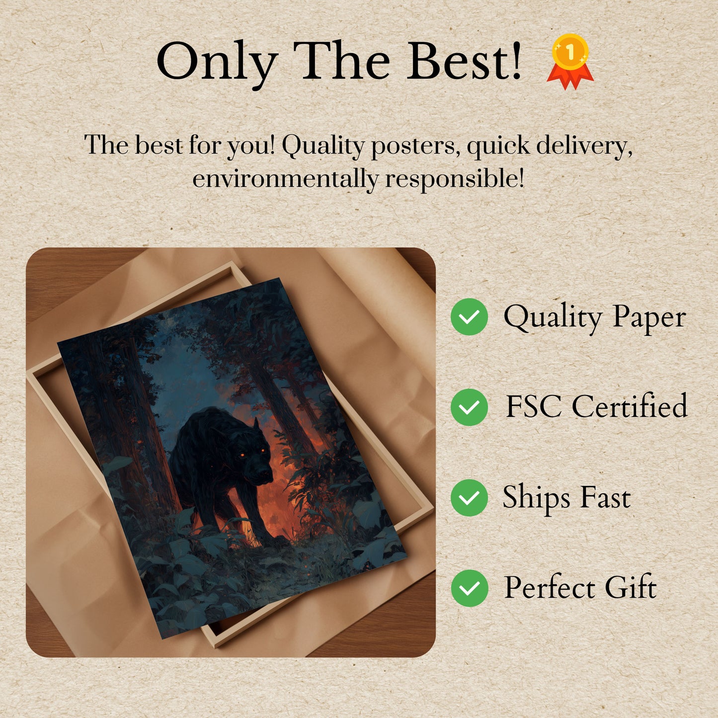 Mystical Wolf in Forest Poster