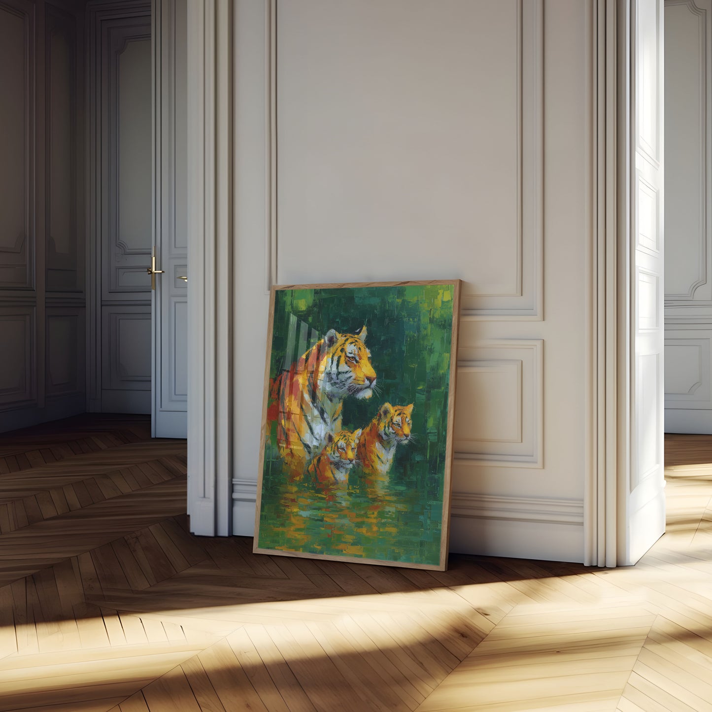 Tigeerfamilie in Water Poster