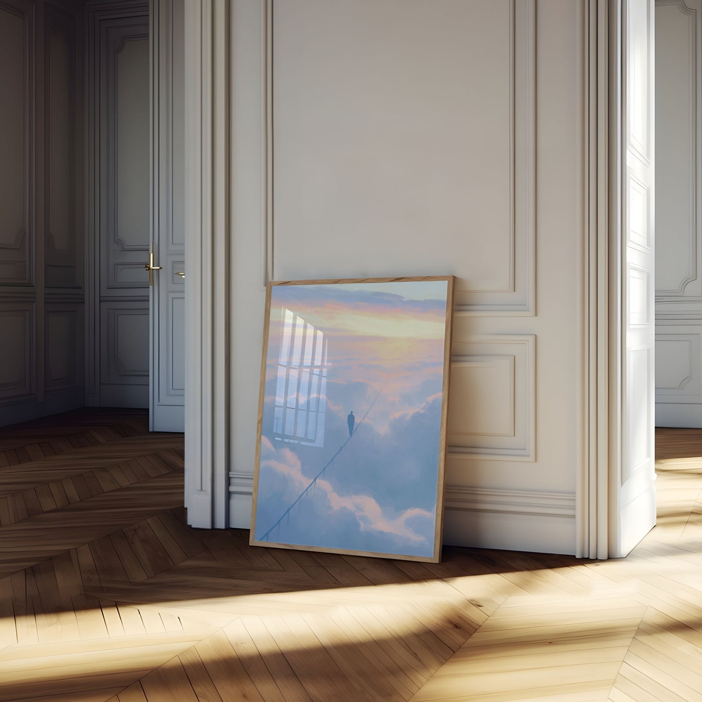 Man Walking Above Clouds Poster
