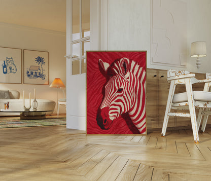 Red Zebra Stripes Art Poster