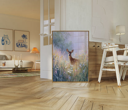Deer in Wildflower Meadow Poster