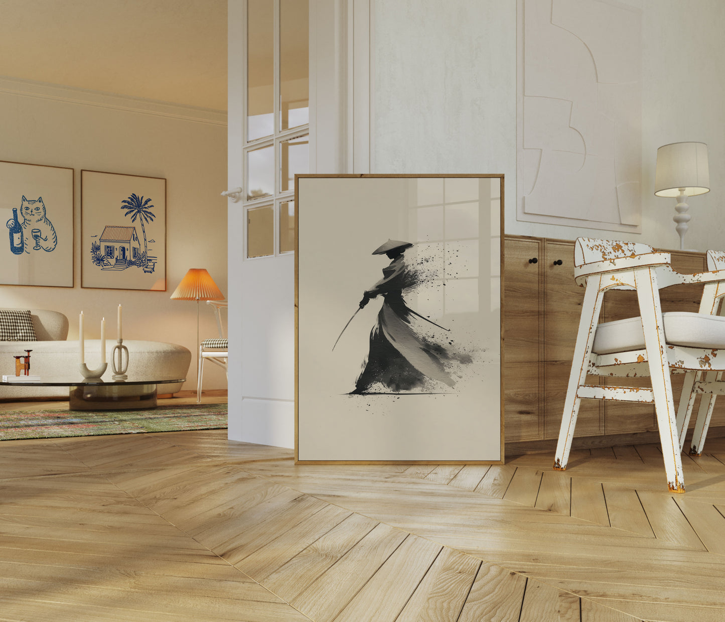 Samurai Ånd Akvarel Plakat