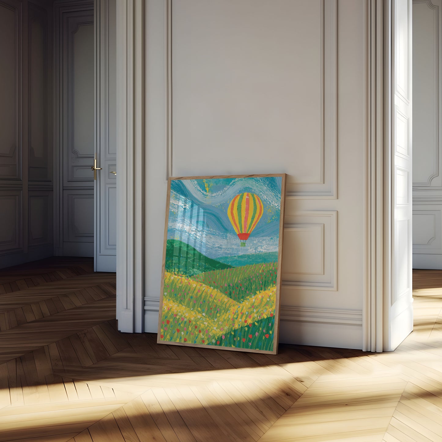 Plakát: Balón nad květinovými poli