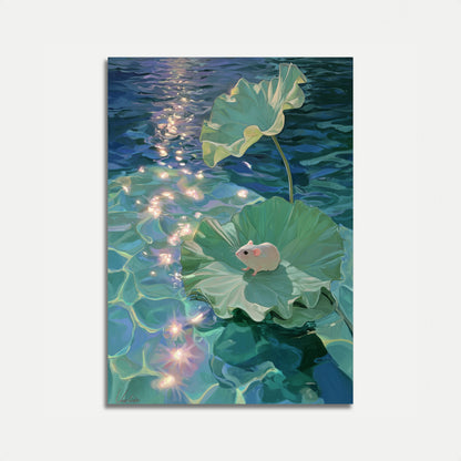 Moonlit Lotus Mouse Poster