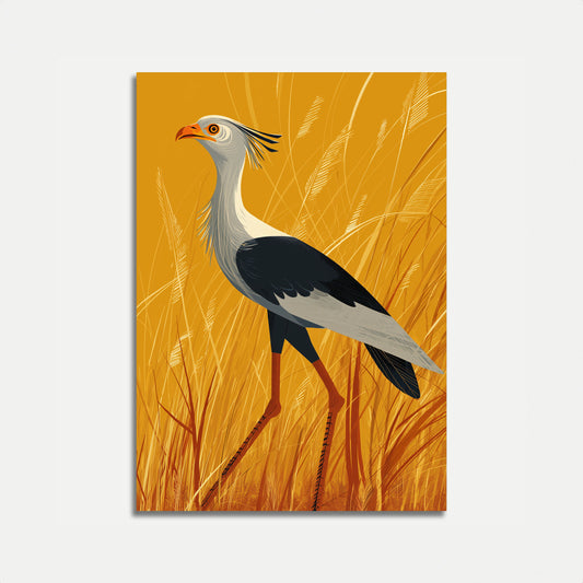 Secretarisvogel in Gouden Grasveld Poster