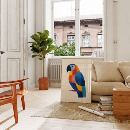 Colorful Geometric Parrot Poster