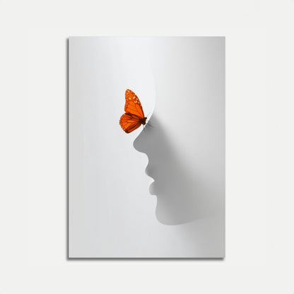 Póster de la sombra del perfil de la mariposa