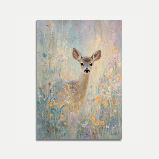 Hirsch in Wildblumenwiese Poster