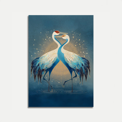 Elegant Cranes in Gold Poster
