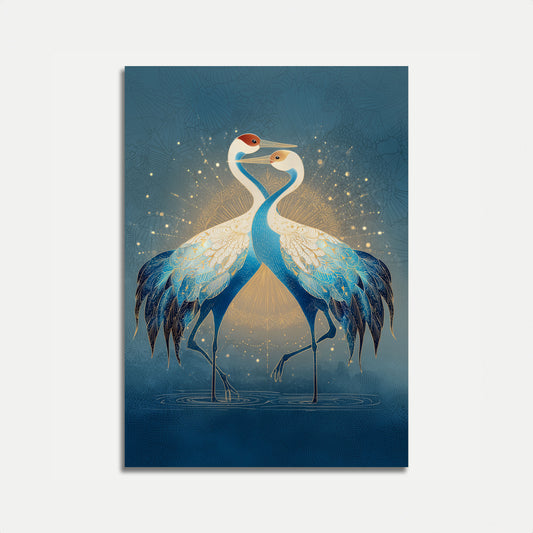 Elegant Cranes in Gold Poster