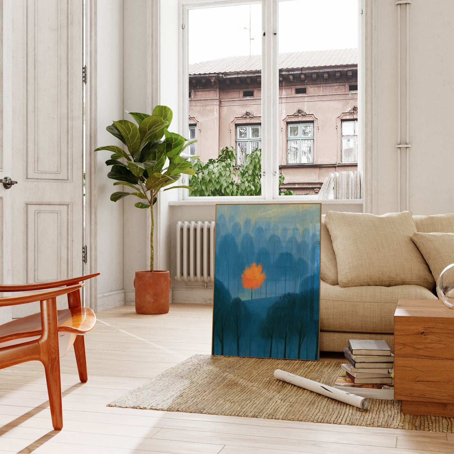 Solitary Orange Tree Forest Poster