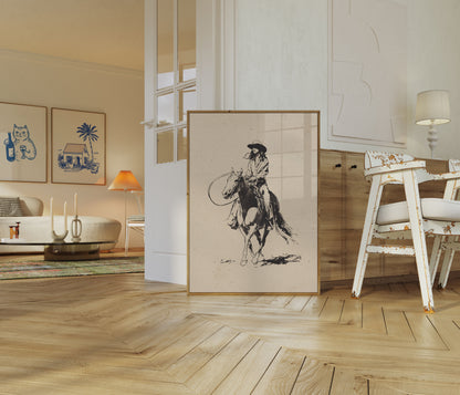 Western Rider Ink Poster
