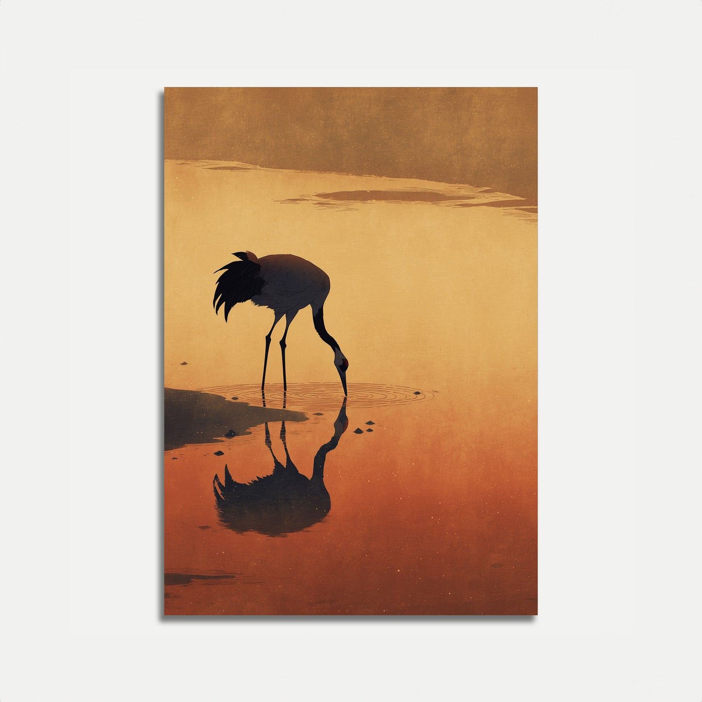 Affiche de la Grue au Point d'Eau du Désert