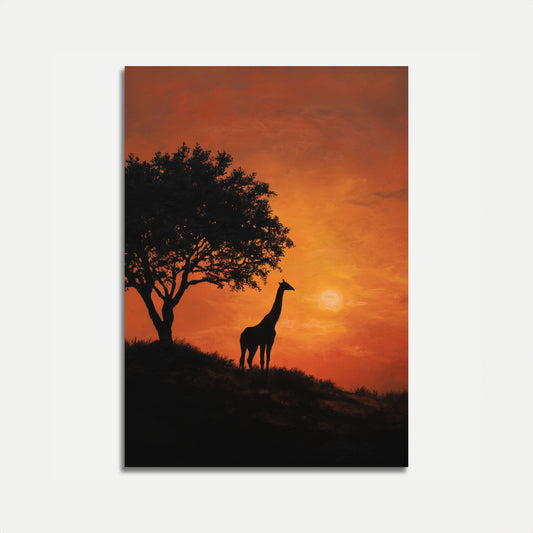 African Sunset Giraffe Poster