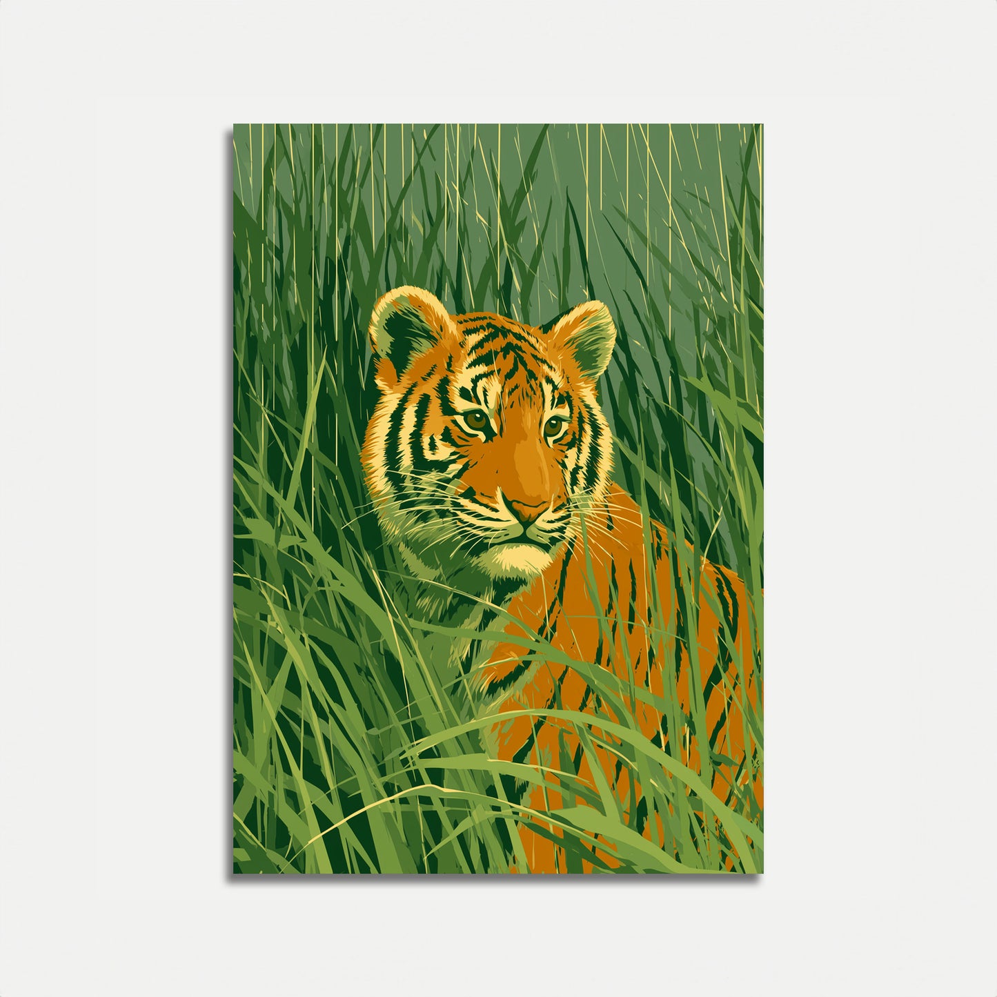 Tijger in Hoog Gras Poster