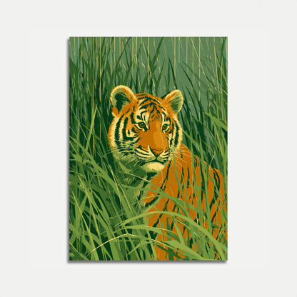 Tijger in Hoog Gras Poster