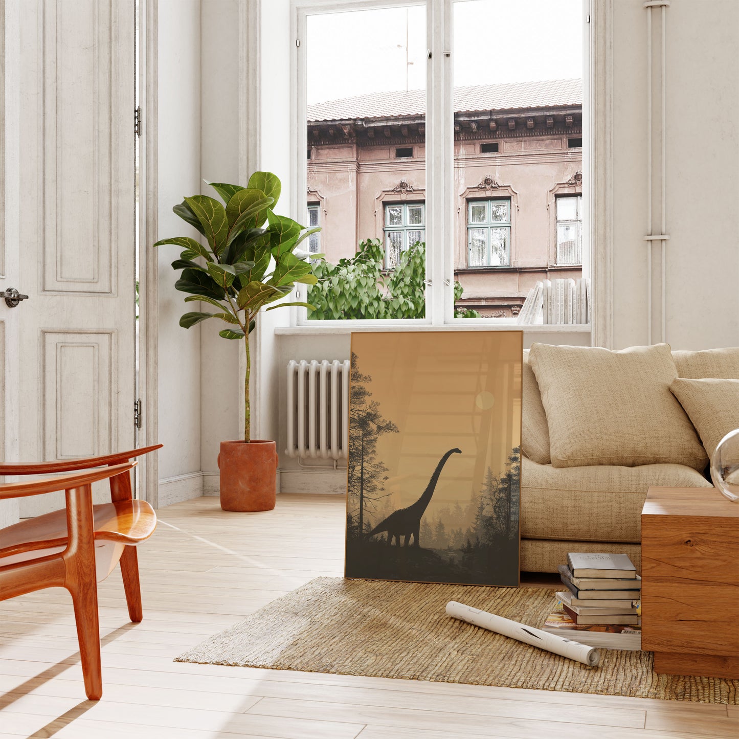 Prehistoric Sunset Brachiosaurus Poster