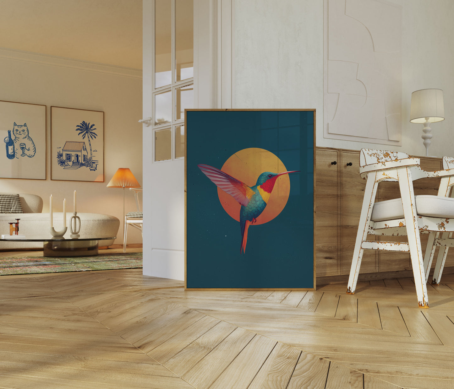 Sunset Hummingbird Flight Poster