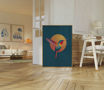 Sunset Hummingbird Flight Poster