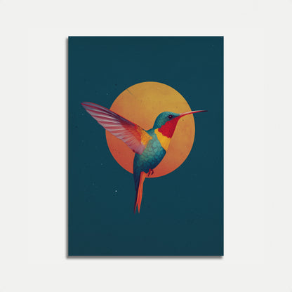 Sunset Hummingbird Flight Poster