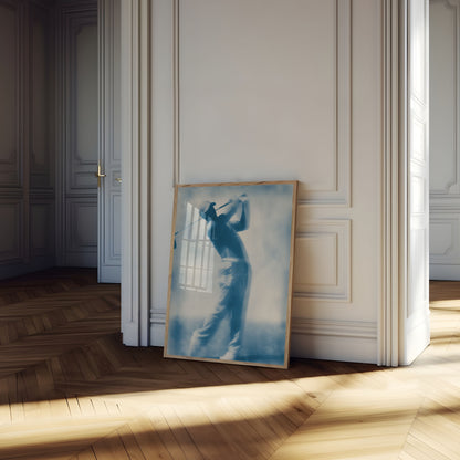Swing in Blue Golfer Poster