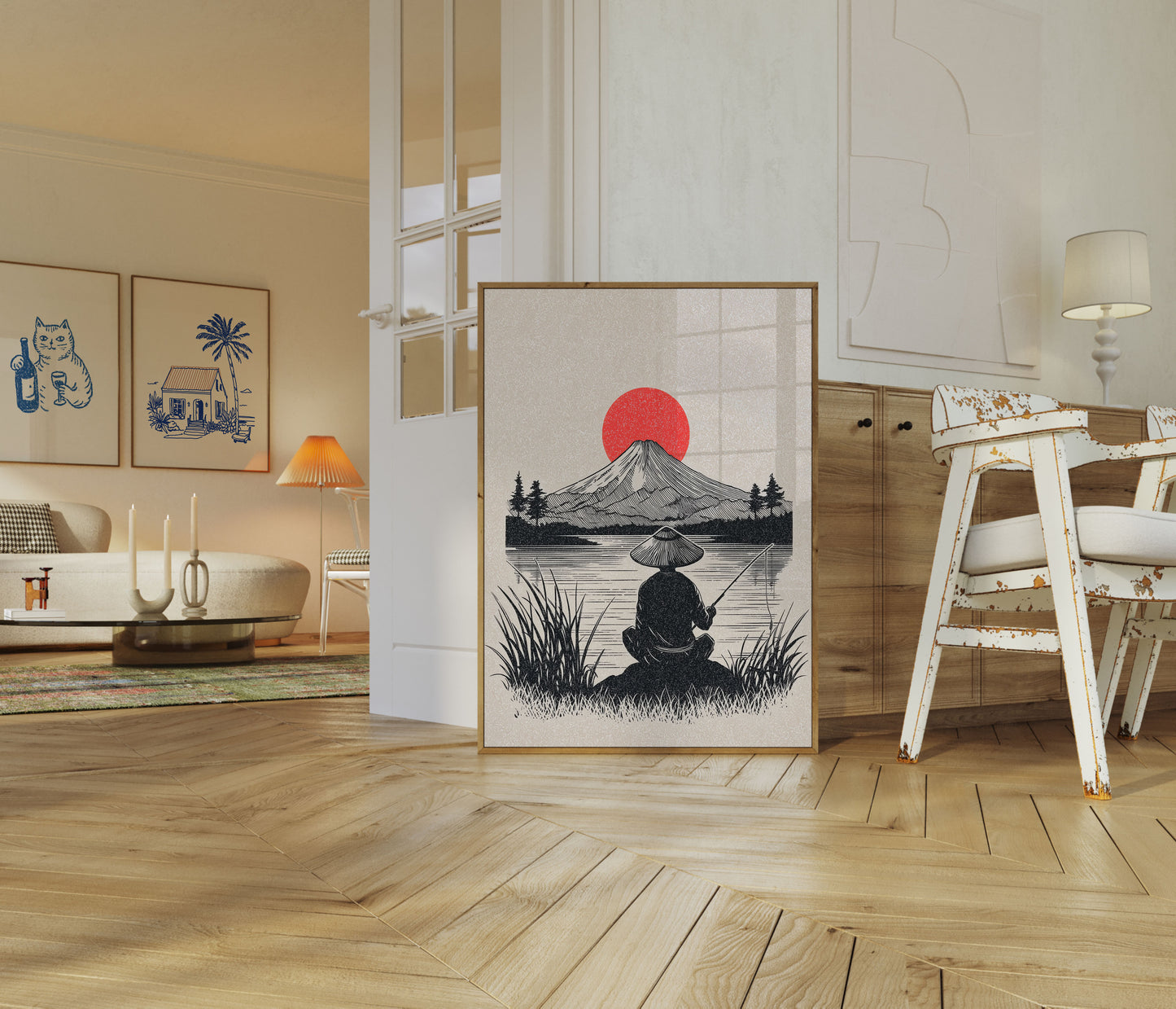 Fiskerman ved Mount Fuji plakat