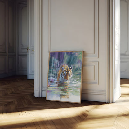 Serene Tiger Water Lilies Poster