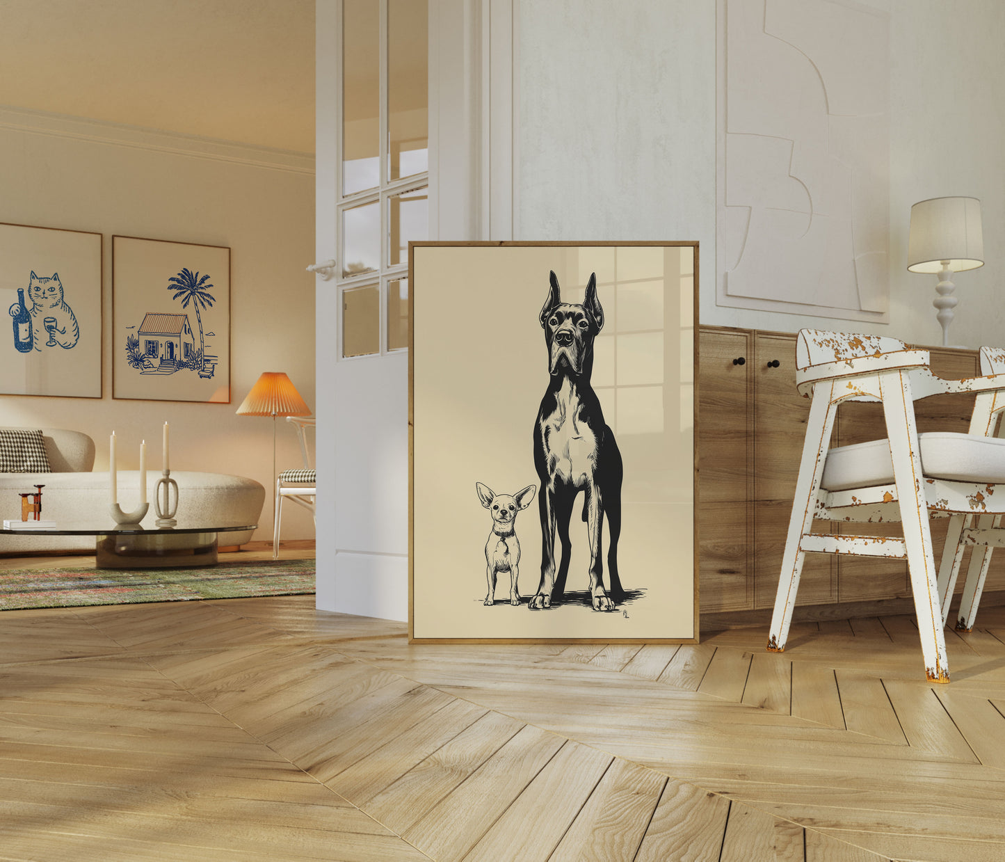 Doberman and Chihuahua Size Comparison Poster
