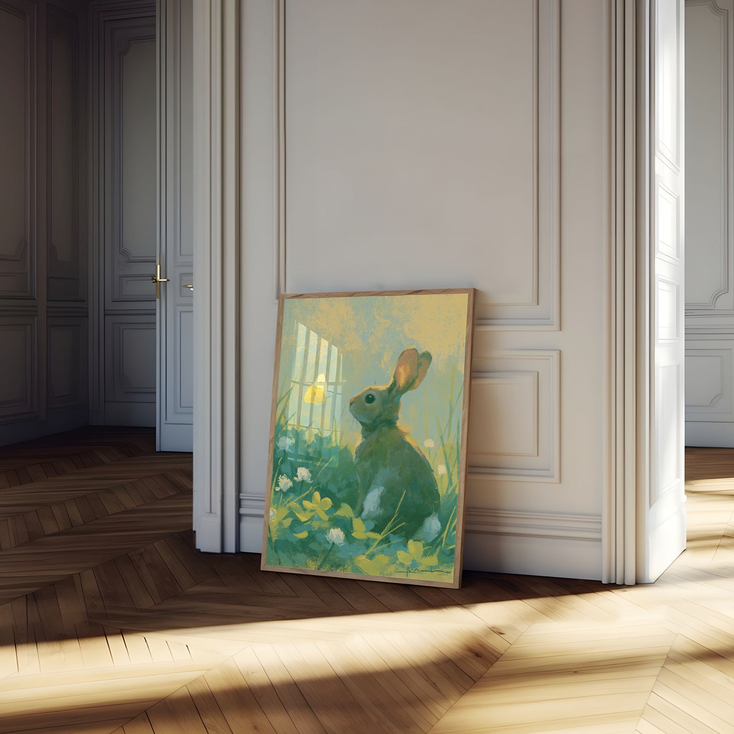 Rabbit in the Meadow Poster